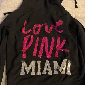 VS Pink hoodie black Miami sequin size small